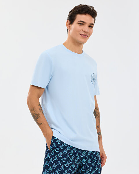 Skechers M Regular T-shirt Erkek Mavi Tshirt S2610119-0721-1