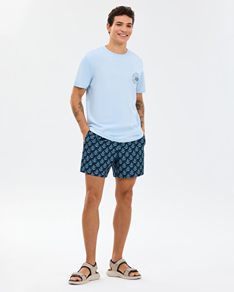 Skechers M Regular T-shirt Erkek Mavi Tshirt S2610119-0721-3