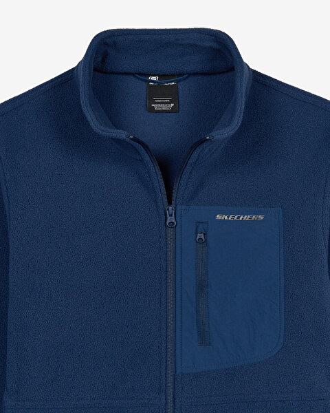 Skechers Outdoor Fleece Core Light Full Zip  Jacket Erkek Mavi Sweatshirt S2620087-0848-3
