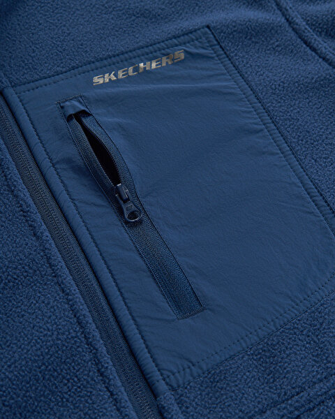 Skechers Outdoor Fleece Core Light Full Zip  Jacket Erkek Mavi Sweatshirt S2620087-0848-5