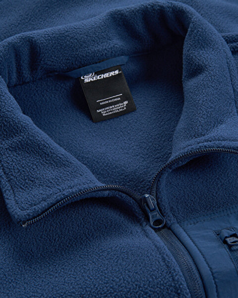 Skechers Outdoor Fleece Core Light Full Zip  Jacket Erkek Mavi Sweatshirt S2620087-0848-6