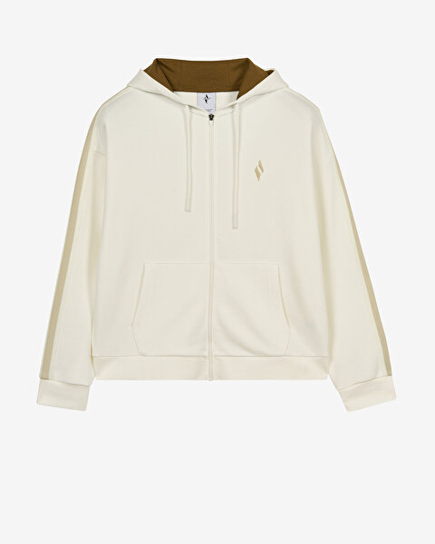 W Lw Stripe Zip Hoodie Sweatshirt Kadın Beyaz S2620121-3855