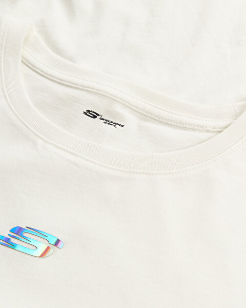 Skechers Skech Tee Holographic Crewneck  T-shirt Kadın Beyaz Tshirt S2620155-3855-4