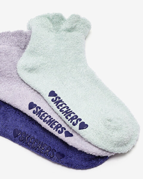 Skechers Non Terry Anklet - 3'Lü Paket Çocuk Çorap Büyük Kız Çocuk Yeşil Çorap S600802-330-2