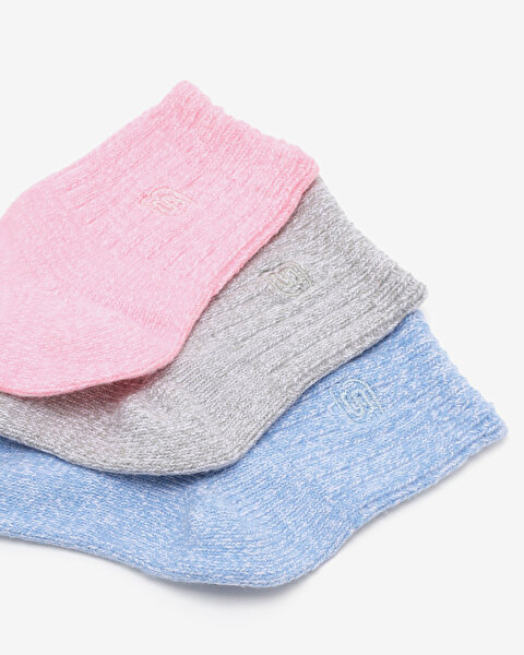 Skechers Non Terry Qtr Crew - 3'Lü Paket Çocuk Çorap Büyük Kız Çocuk Çok Renkli Çorap S600805-690-2