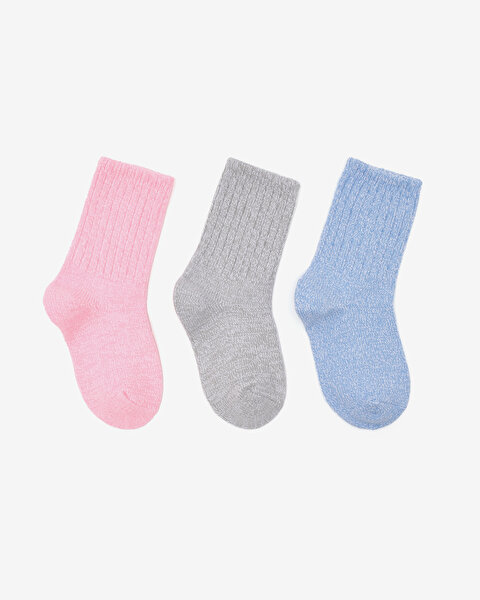 Skechers Non Terry Crew - 3'Lü Paket Çocuk Çorap Büyük Kız Çocuk Çok Renkli Çorap S600806-690-1