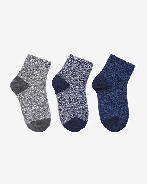 Skechers Non Terry Qtr Crew - 3'Lü Paket Çocuk Çorap Büyük Erkek Çocuk Mavi Çorap S600807-434-1