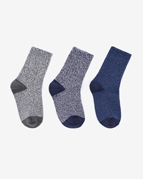 Skechers Non Terry Crew - 3'Lü Paket Çocuk Çorap Büyük Erkek Çocuk Mavi Çorap S600808-434-1