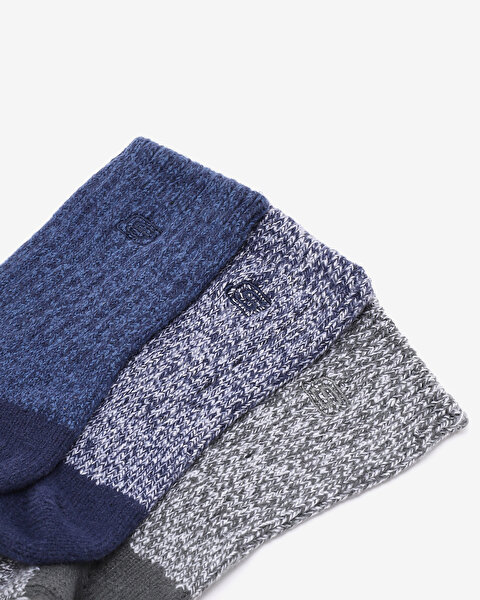 Skechers Non Terry Crew - 3'Lü Paket Çocuk Çorap Büyük Erkek Çocuk Mavi Çorap S600808-434-2