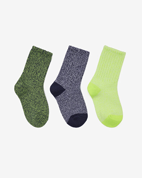 Skechers Non Terry Crew - 3'Lü Paket Çocuk Çorap Büyük Erkek Çocuk Mavi Çorap S600808-463-1