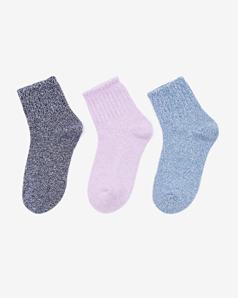 Skechers Wonon Terry Qtr Crew - 3'Lü Paket Kadin Çorap