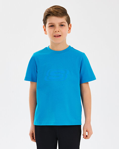 Skechers B Essentials T-shirt Büyük Erkek Çocuk Mavi Tshirt SK232080-315-1