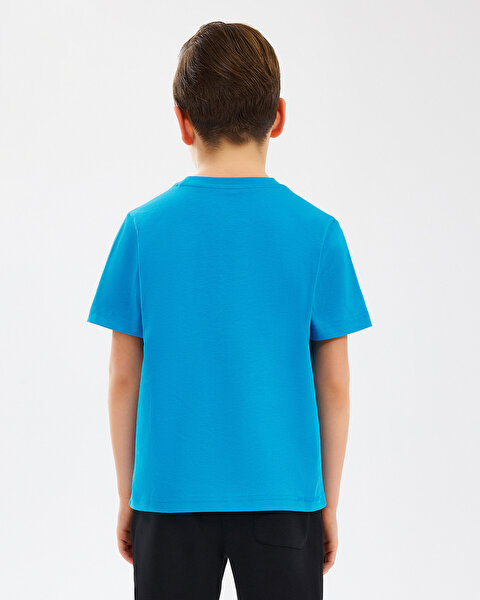 Skechers B Essentials T-shirt Büyük Erkek Çocuk Mavi Tshirt SK232080-315-4