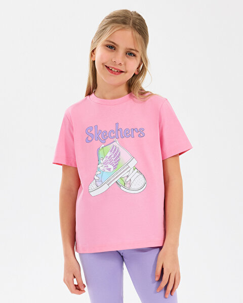 Skechers G Graphic Tee T-shirt Büyük Kız Çocuk Pembe Tshirt SK2510019-610-1