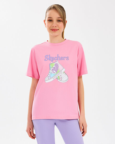 Skechers G Graphic Tee T-shirt Büyük Kız Çocuk Pembe Tshirt SK2510019-610-2