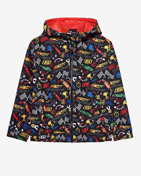 Skechers B Micro Full Zıp Jacket Büyük Erkek Çocuk Siyah Yağmurluk SK2510078-001-5
