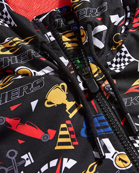 Skechers B Micro Full Zıp Jacket Büyük Erkek Çocuk Siyah Yağmurluk SK2510078-001-7