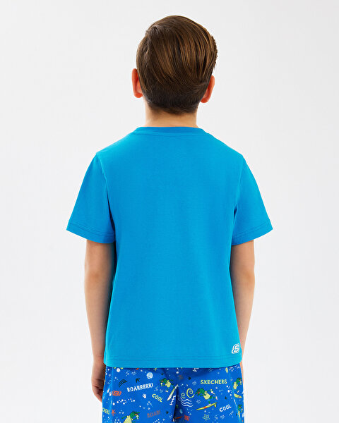 Skechers B Graphıc Tee T-shirt Büyük Erkek Çocuk Mavi Tshirt SK2510127-315-1