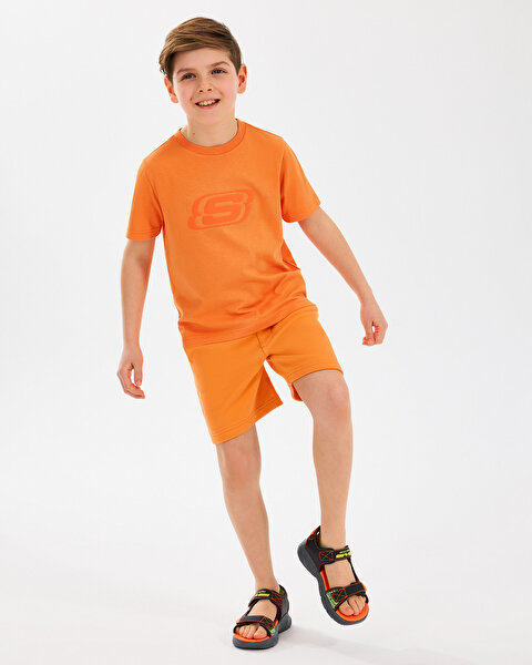 Skechers B Essentials Sweatshort Büyük Erkek Çocuk Turuncu Şort SK2510144-701-3