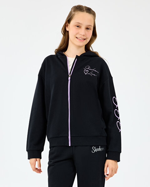 Skechers G Lw Fleece Full Zıp Sweatshirt Büyük Kız Çocuk Siyah Sweatshirt SK2520009-1602-2