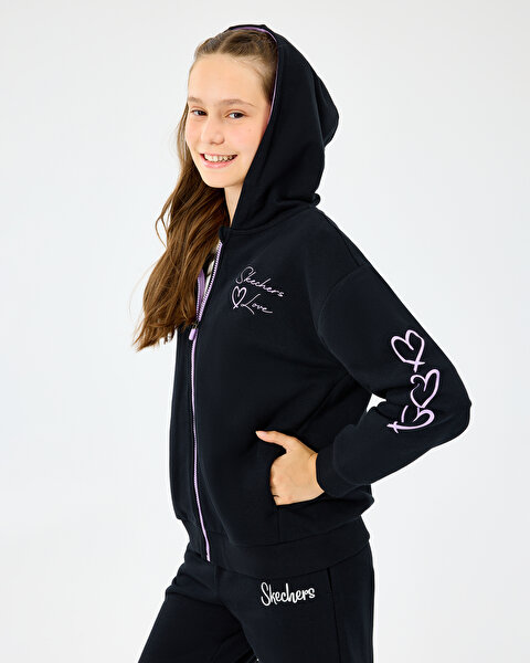 Skechers G Lw Fleece Full Zıp Sweatshirt Büyük Kız Çocuk Siyah Sweatshirt SK2520009-1602-4