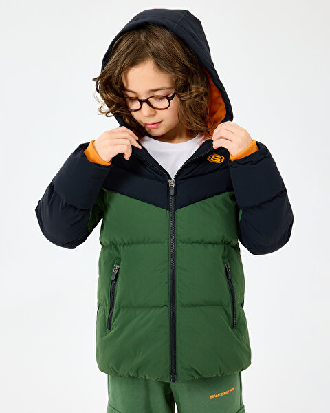 Skechers B Puffer Jacket Büyük Erkek Çocuk Siyah Mont SK2520053-1602-3