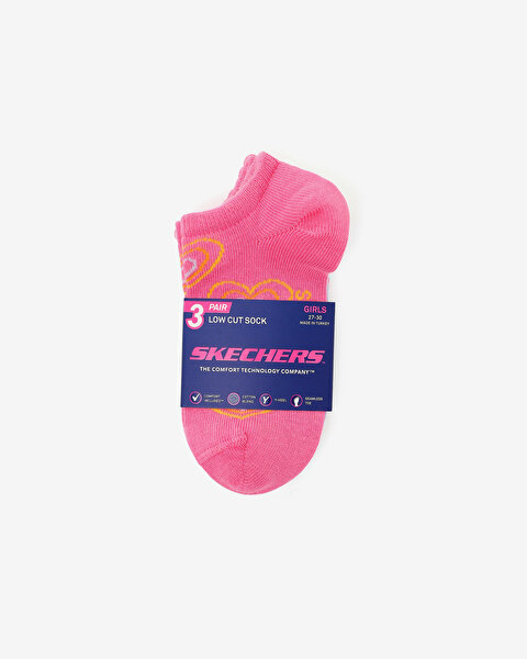 Skechers 2'Li Paket Funny Feet Bilekli Çorap Büyük Kız Çocuk Pembe-mavi-gri  SK2520122-3474-3