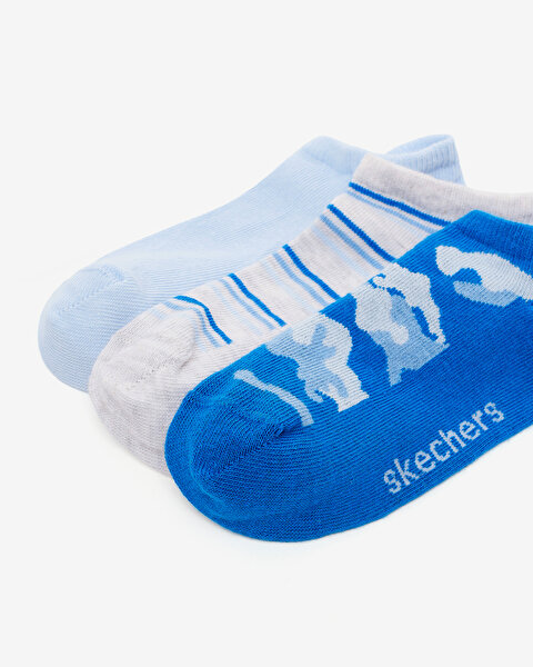 Skechers 3'Lü Paket Funny Feet Bilekli Çorap Büyük Erkek Çocuk Kamuflaj-mavi-gri  SK2520129-3474-2
