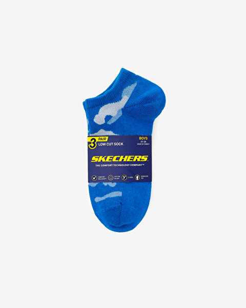 Skechers 3'Lü Paket Funny Feet Bilekli Çorap Büyük Erkek Çocuk Kamuflaj-mavi-gri  SK2520129-3474-3