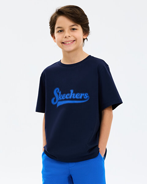 Skechers B Graphic Tee Regular T-shirt Büyük Erkek Çocuk Lacivert Tshirt SK2610007-3601-5