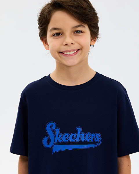 Skechers B Graphic Tee Regular T-shirt Büyük Erkek Çocuk Lacivert Tshirt SK2610007-3601-7