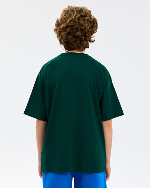 Skechers B Graphic Tee Oversize T-shirt Büyük Erkek Çocuk Haki Tshirt SK2610014-4222-3