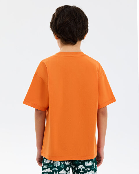 Skechers B Graphic Tee Oversize T-shirt Büyük Erkek Çocuk Turuncu Tshirt SK2610014-4223-4