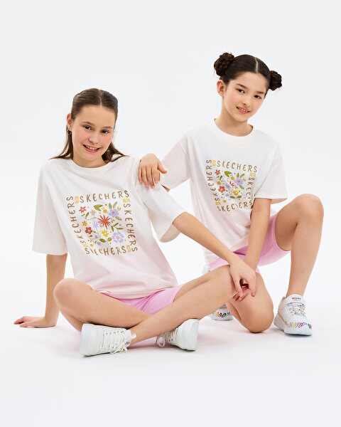 G Graphic Tee Oversize T-shirt Büyük Kız Çocuk Beyaz Tshirt SK2610018-3855