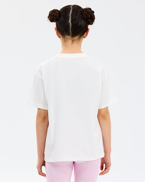 Skechers G Graphic Tee Oversize T-shirt Büyük Kız Çocuk Beyaz Tshirt SK2610018-3855-3