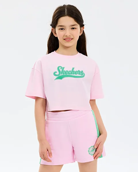 Skechers G Graphic Tee Crop T-shirt Büyük Kız Çocuk Pembe Tshirt SK2610024-0098-1
