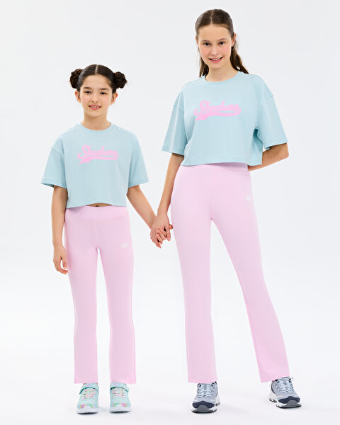 G Graphic Tee Crop T-shirt Büyük Kız Çocuk Mavi Tshirt SK2610024-0466