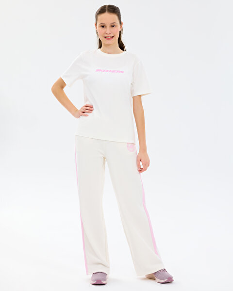 Skechers G Graphic Tee Regular T-shirt Büyük Kız Çocuk Beyaz Tshirt SK2610026-3855-3