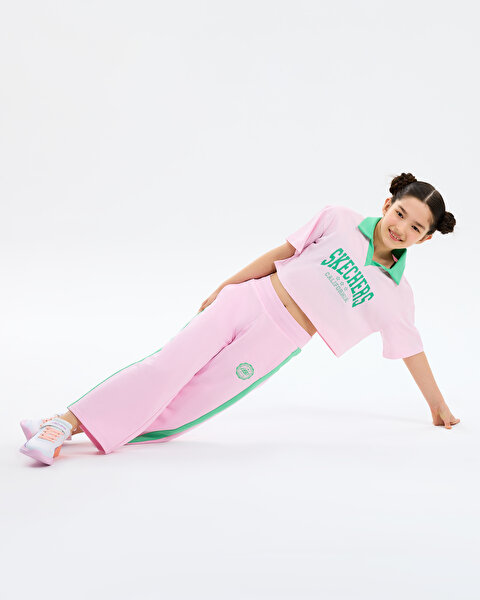 Skechers G Graphic Tee Polo T-shirt Büyük Kız Çocuk Pembe Tshirt SK2610028-0098-4