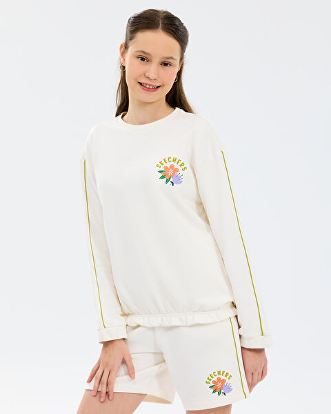 Skechers G Lw Fleece Sweatshirt Büyük Kız Çocuk Beyaz Sweatshirt SK2610042-3855-1