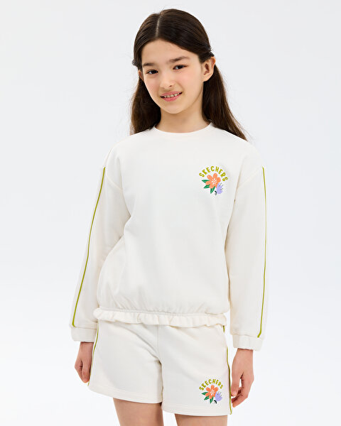 Skechers G Lw Fleece Sweatshirt Büyük Kız Çocuk Beyaz Sweatshirt SK2610042-3855-3