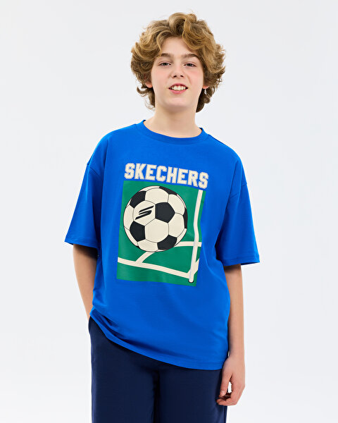 Skechers B Graphic Tee Oversize T-shirt Büyük Erkek Çocuk Lacivert Tshirt SK2610079-0748-1