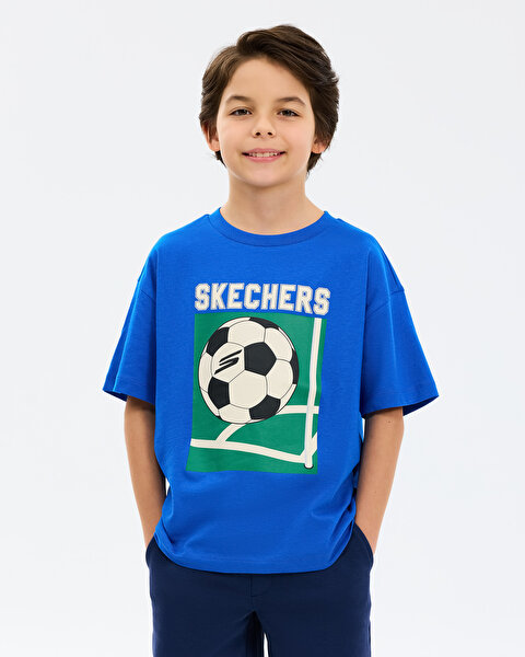 Skechers B Graphic Tee Oversize T-shirt Büyük Erkek Çocuk Lacivert Tshirt SK2610079-0748-2