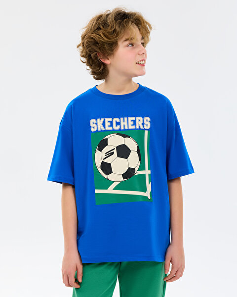 Skechers B Graphic Tee Oversize T-shirt Büyük Erkek Çocuk Lacivert Tshirt SK2610079-0748-3