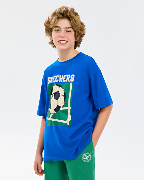 Skechers B Graphic Tee Oversize T-shirt Büyük Erkek Çocuk Lacivert Tshirt SK2610079-0748-4