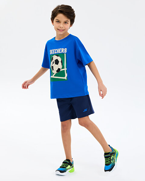 Skechers B Graphic Tee Oversize T-shirt Büyük Erkek Çocuk Lacivert Tshirt SK2610079-0748-6