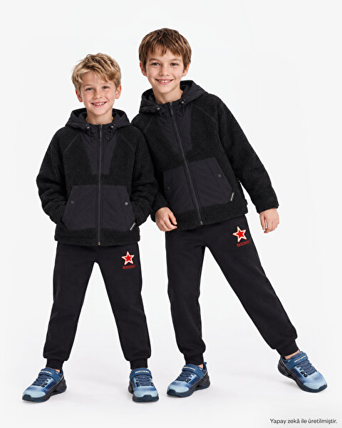 Skech Sherpa Fusion Full Zip  Jacket Büyük Erkek Çocuk Siyah Mont SK2620086-3817