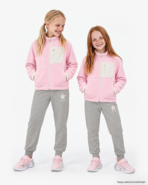 Outdoor Fleece Core Light Full Zip  Jacket Büyük Kız Çocuk Pembe Sweatshirt SK2620088-0098
