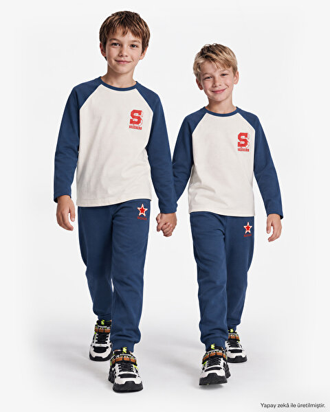 B Lw Collage Sweatpant Büyük Erkek Çocuk Mavi SK2620107-0848