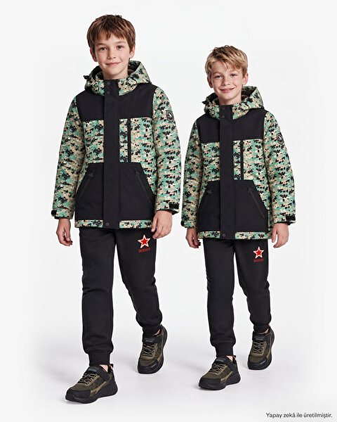 All Weather Pixel Full Zip  Jacket Büyük Erkek Çocuk Siyah Mont SK2620126-3817